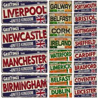 Artisian UK IRELAND Unite Kingdom England License Plate Landmark Metal Sign City State Decorative Plaque Wall Decor Garage Bar
