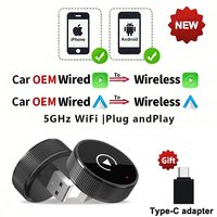 2 in 1 Wireless CarPlay Android Auto Adapter Smart USB Auto Connect Plug & Play for iPhone and Android Factory Wired Cars
