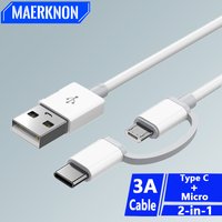3A 2-in-1 Data Cable Micro USB Type C Data Adapter Mobile Phone USB C Fast Charging Cable For Xiaomi Samsung OPPO Android Phone
