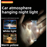 1PC Elegant Cross Light Car Pendant Mirror Hanging Soft Glow LED Ambient Light Night Light Decoration Faith Ornament for Vehicle
