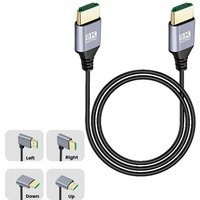 8K UHD Cable Up/down/left/right Angle 90 Degree Ultra-thin Display Cord for Laptop PC Monitor HDTV Support EARC ARC HDCP 3D HDR