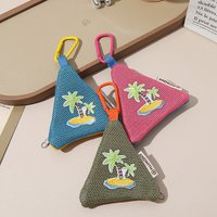 Summer Coconut Tree Mesh Coin Purse Anti Mosquito Pouch Keychain Mini Storage Bag