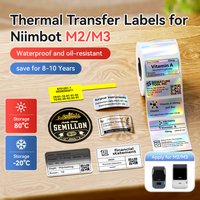 3Rolls Niimbot M2/M3 Thermal Transfer Label Paper White/Color/Transparent/Silver/Holographic Long Storage Adhesive Sticker