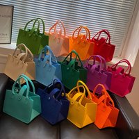 Ins Style Candy Color Large Capacity Felt Tote Bag, Portable Handheld Shopping Bag, Ideal Wedding Gift & Daily Commute Bag