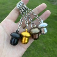 Portable Mushroom Shape Aluminum Alloy Herb Case Storage Boxes Medicine Box with Keychain Storage Jars Smoking Accessories