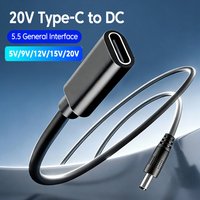Type C Female To DC Male Cable Adapter 5V/9V/12V/15V/20V USB C To 55*21mm DC Universal Power Adapter Converter For Laptop Router