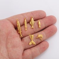 5pcs/lot Stainless Steel Fish Sardine Fishtail Charms Sea Fish Koi Fish Pendant for DIY Jewelry Making Accessories