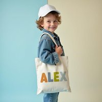 Personalised Kids Tote Bag - Custom Name Bag with Colourful Letters - Gift for Girls