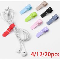 20pcs Silicone Data Cable Winder Headphone Clip Organizer Cord Ties for Power Mouse Keyboard Charger Desktop Organizador Cables