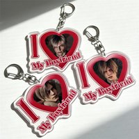Hot Horror Video Game I Love My Boyfriend Leon Heart Keychain for Accessories Kennedy Keyring Jewelry Friends Fans Gamers Gifts
