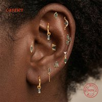 CANNER 1PC Summer Natural Water Grass Agate Horse Eye 925 Sterling Silver Flat Head Piercing Ear Bone Nail For Women INS Earring