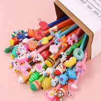 40Pcs/Lot Kawaii Gel Pens Cute Cartoon Neutral Pens Random 0.5mm Black Ink Writing Supplies Kids School Office Stationery Gifts