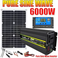 Solar Generator System Pure Sine Wave Inverter Kit 12V 220V 8000/6000/4000/3000W Power Inverters Solar Panel with 30A Controller