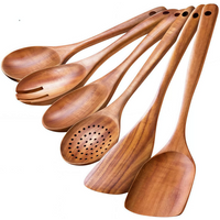 Wooden Kitchen Utensils Sets Acacia Wood Long Handle Spatula Spoons Fork Non-Stick Non-Stick Cooking Utensils Kitchen Supplies