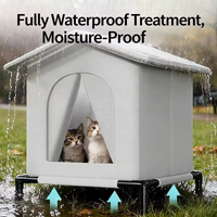 Outdoor Pet House Wind Resistant Waterproof Raised Base All Season Summer Shade Winter Warm Shelter For Stray Cats Small Dogs