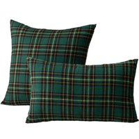 1/2PCS Christmas Plaid Decorative Throw Pillow Cover Scottish Tartan Cushion Case for Farmhouse Home Decor Green Red 30x50cm