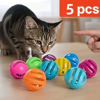 5pcs Random colors Cat Openwork Bell Ball Interactive Toy The Perfect Indoor Entertainment Toy for Cats Durable and Safe