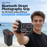 Camera Grip with Bluetooth Shutter Button for DJI Action 6/Action 5 Pro/4/Insta360 Ace Pro Photography Accessories