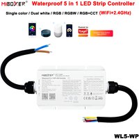 Miboxer WL5-WP Outdoor waterproof 5In1 2.4G WiFi TUYA Voice Control For Single/Dual color RGB RGBW RGB+CCT Led Strip Controller
