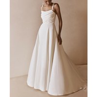 Civil A Line Wedding Dress For Women Pleats 2026 Customized Wedding Party Dress Spaghetti Straps Backless Simple Brides Dress