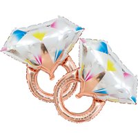2Pcs Large Diamond Ring Foil Balloon Rose Gold Sparkling Wedding Engagement Party Decor Valentines Day Proposal Balloons Decor