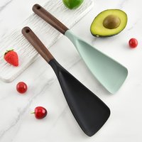 1PC Wooden Handle High Temperature Resistant Silicone Cooking Spatula Non Stick Pan Safe Kitchen Utensil for Salad Stir Fry