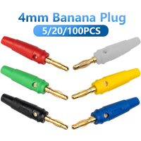 5/20pcs 4mm Plugs Pure Copper Gold Plated Musical Speaker Cable Wire Pin Banana Plug Connectors