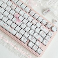 MAIMOOO Pink White Lolita Style Keycaps Russian Korean MOA Cherry Profile Cute Curly-Haired Angel Keycap for Mechanical Keyboard