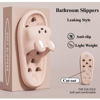 Cute Cartoon Indoor Bathroom Slippers For Women Men Summer House Shoes Soft EVA Anti-slip Couples Home Shower Leaking Slides