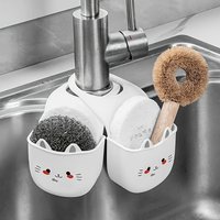 1pc Cute Cat Silicone Faucet Holder, Sponge Storage Rack with Drainage Holes for Bathroom and Kitchen Space Saver