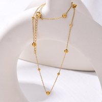 Stainless Steel Ball Bead Chain Necklace for Women, Minimalist Gold Plated Waterproof Jewelry