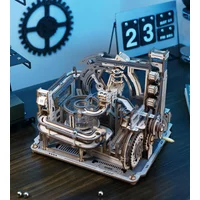 Robotime Rokr Electric Model Kits Marble Spaceport 3D Puzzles Brain Teaser Wooden Puzzles Building Toy Gifts for Men/Women/Teens
