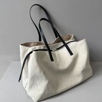 Casual Tote Bags For Women Luxury Designer Handbags Purses 2026 New In Linen With Genuine Leather Straps Underarm Cloth Shoulder