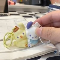 Sanrios Couple Keychain Anime Figures Pochacco Purin Dog Couple Key Rings Magnetic Friendship Pendant Bag Charm Accessories Gift
