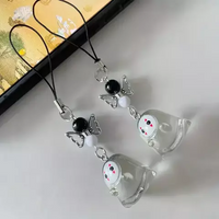 Chihiro- No Face Beaded ghost shape phone pendant, transparent phone accessories, cute little ghost phone pendant