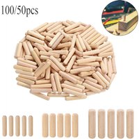100/50pcs Wooden Dowel Cabinet Drawer Round Fluted Wood Craft Dowel Pins Rods Set Furniture Fitting Wooden Dowel Pin