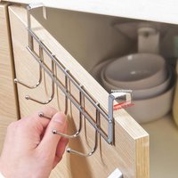 New Stainless Steel 5-hook Cabinet Door Back Hook Over The Door Hooks Wash Room Hanger Clothes Towel Storage Holder Organizers