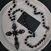 Y2K Dark Aesthetic Rosary Style Cross Necklace Antique Silver Filigree Cross Choker for Grunge & Alternative Outfit