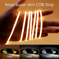 Bande lumineuse LED COB Super fine, 4MM, 480 diodes/m, flexible, 12V 24V, blanc chaud froid pour un éclairage décoratif, 2700K 3000K 4000K 6500K