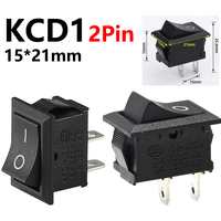 5/20/100pcs KCD1 15*21mm 2 Pin Boat Switch 10*15mm Snap-in SPST ON OFF Rocker Position Switch