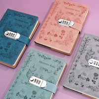 1spc A5 flower password book with lock, creative diary, simple student writing notebook, thick girl's hand account, student note