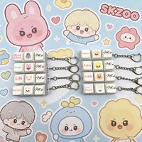 Idol SKZOO Stray Cartoon Themed Decompression Three Combo Keycap Set Keychain Felix HyunJin Chan Woojin Changbin Lee Know