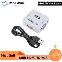 MnnWuu MINI HDMI-compatible to VGA Adapter HDMI2VGA Converter Digital Analog HD 1080p HDMI TO VGA For PC Laptop Tablet Displayer