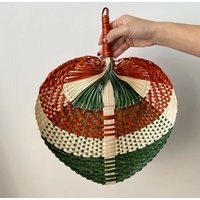 New Bamboo Rattan Fans Summer Cooling Fan Handwoven Wedding Gift Palm Leaf Pattern Heart-shaped Woven Fan for Home Decoration