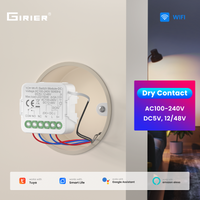 GIRIER Tuya Smart Dry Contact Switch Module WiFi DIY Breaker Relay Supports DC5V/12-48V AC100-240V Input/Output Works with Alexa