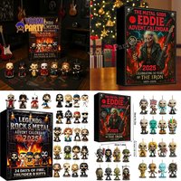 24 Days Rock and Metal Eddie Advent Calendar Acrylic Hanging Christmas KISS Band Pendant Advent Calendar 24pcs Figure Keychain