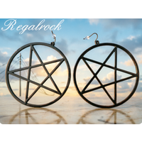 Gothic Black Pentagram Earring Wicca Witchcraft Amulet Ouija Large 3.4 Inches Punk Occult Halloween Goth Jewelry