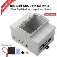 Raspberry Pi 4B ABS Case DIN Rail Mount Large Inner Space Protection Enclosure with Cooling Fan Heatsinks for Pi 4 Model B