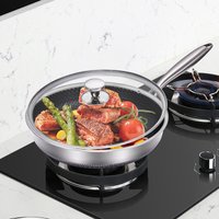 Non Stick Frying Pan 28cm 304 Stainless Steel Honeycomb Triple Ply Scratch Resistant with Glass Lid Induction Compatible All Stovetops