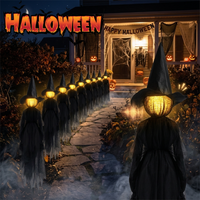 Sound Activated Hand Holding Witch Halloween Decoration Colorful Glow Witch Light Up Prop for Party Haunted House Spooky Decor